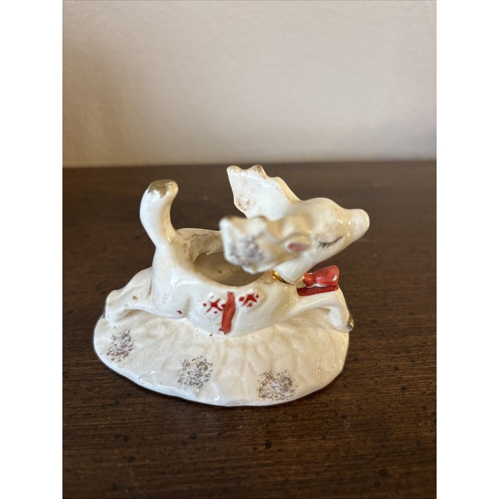 Dan Brechner Christmas Reindeer Japan Candle Taper Holder Vintage